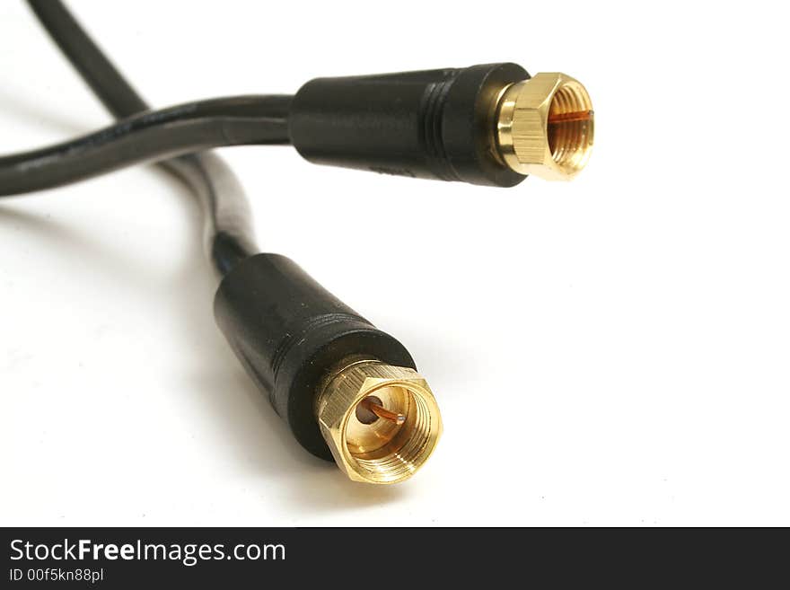 Isolated photo of two cable plugs on white