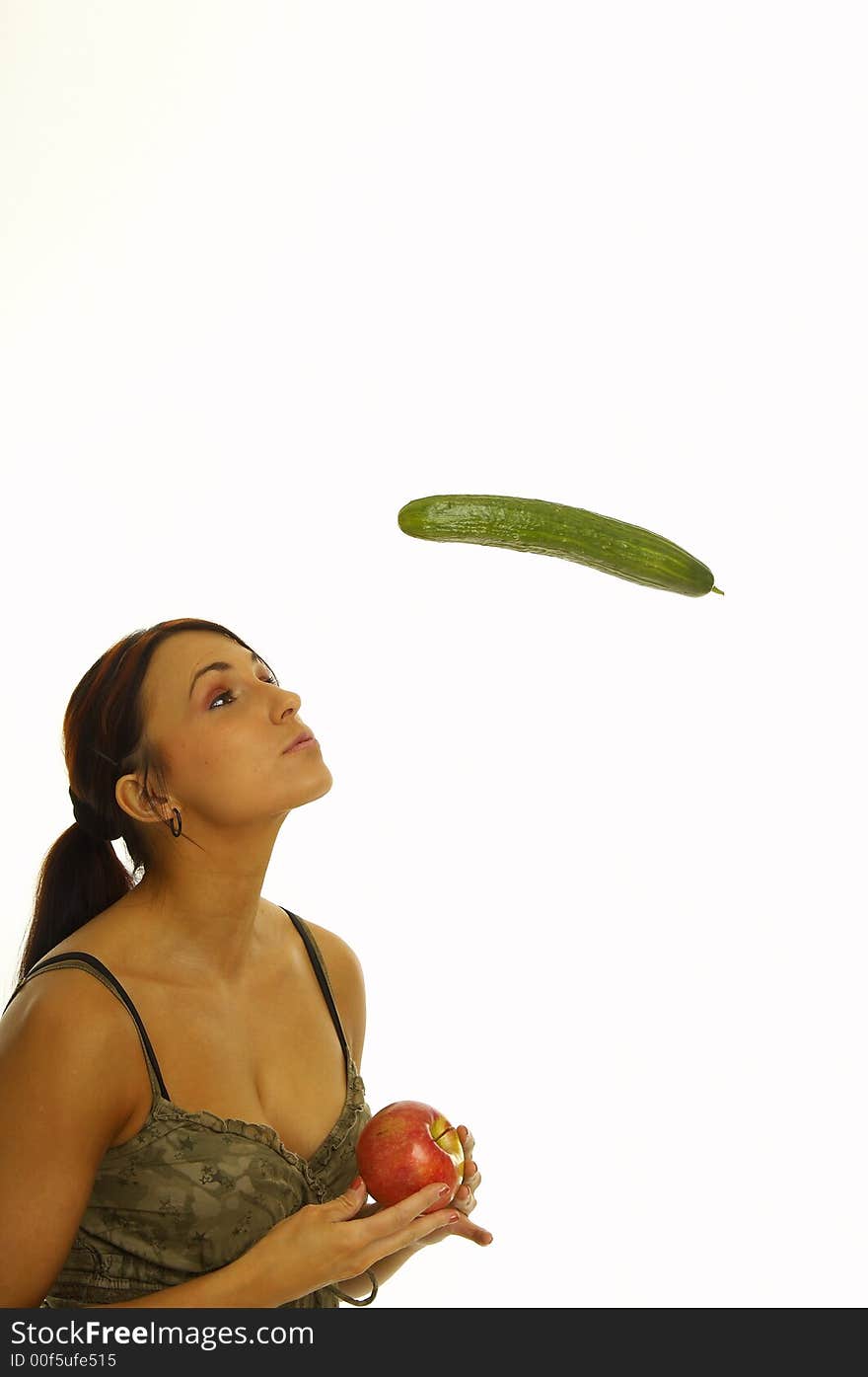 Healthy girl over a white background