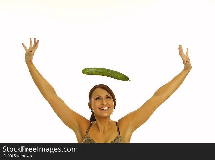 Healthy girl over a white background