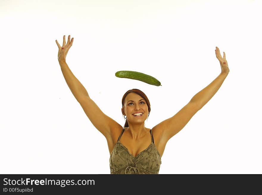 Healthy girl over a white background