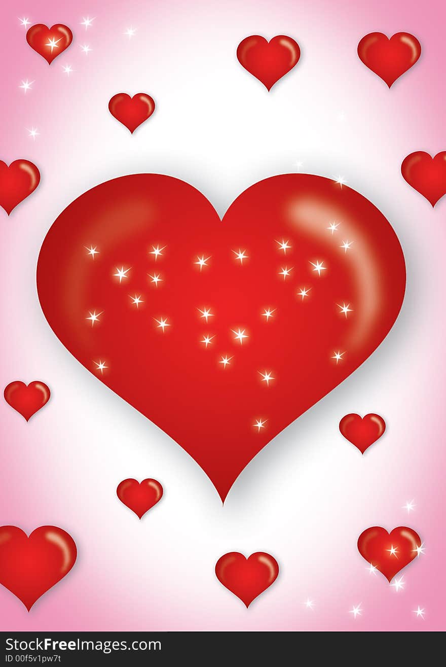 Abstract valentines background, heart with stars. Abstract valentines background, heart with stars