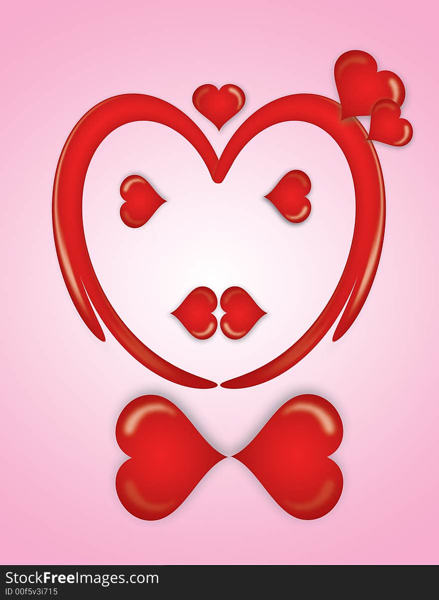 Abstract valentines background, heart like face. Abstract valentines background, heart like face