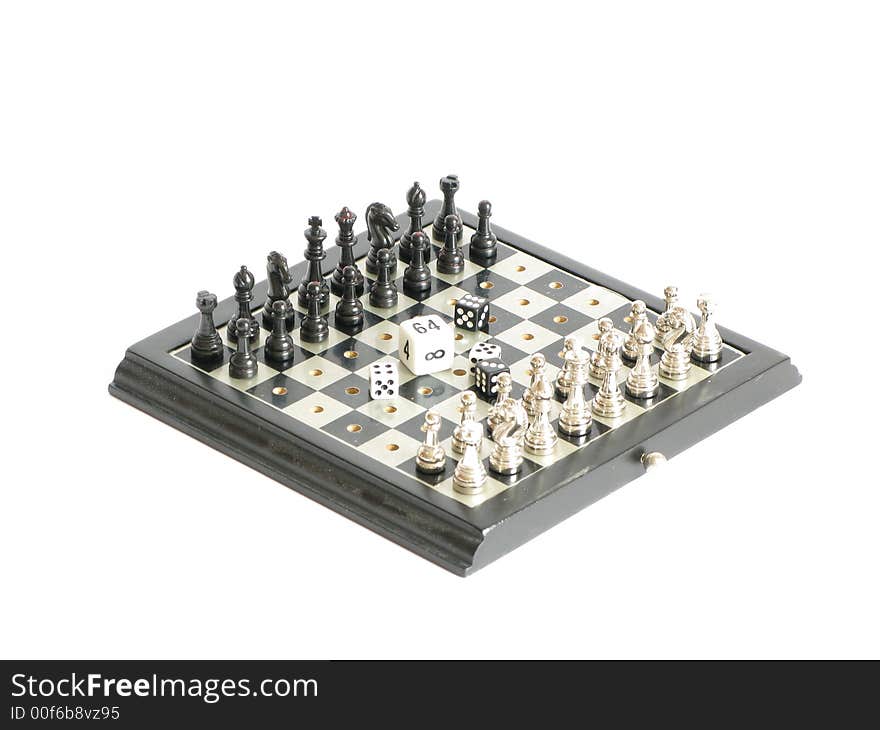 Metal chess with playing dice