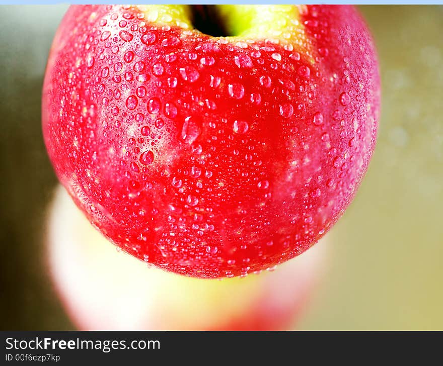 Pink Apple With Waterdroplets