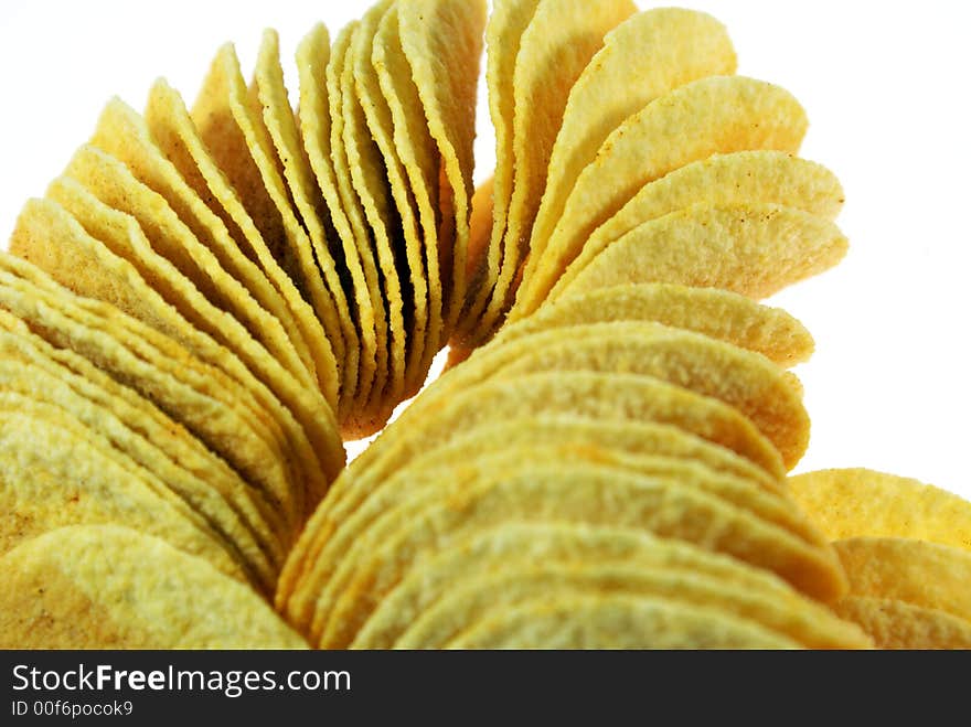 Chips on white background Clouse up. Chips on white background Clouse up