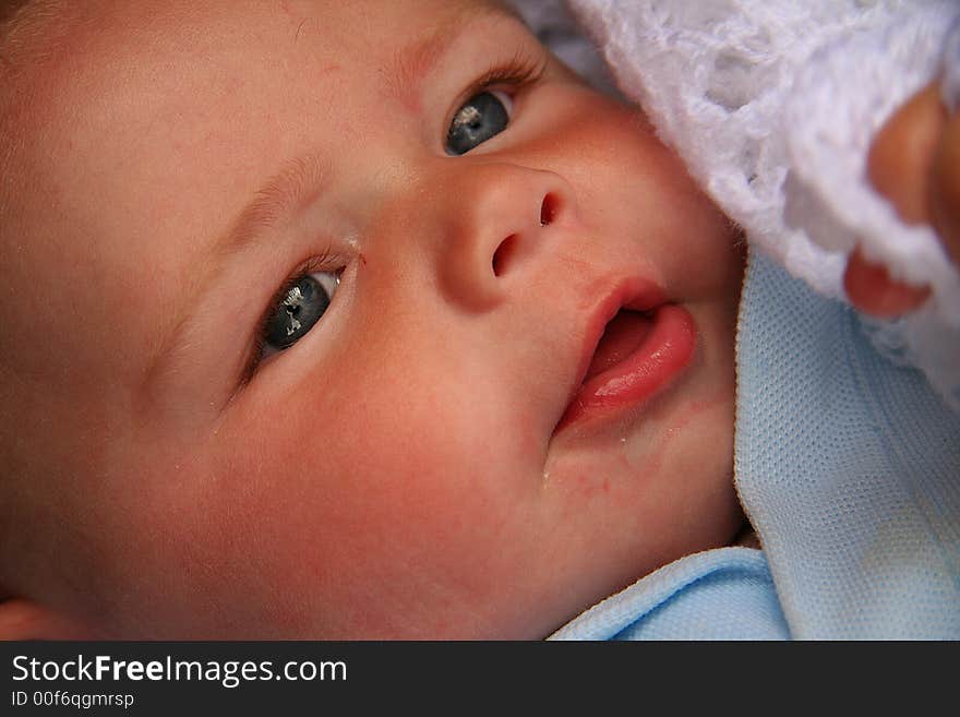 A close up of a baby. A close up of a baby