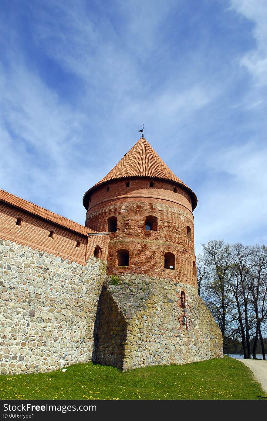 Old  castle on lake island