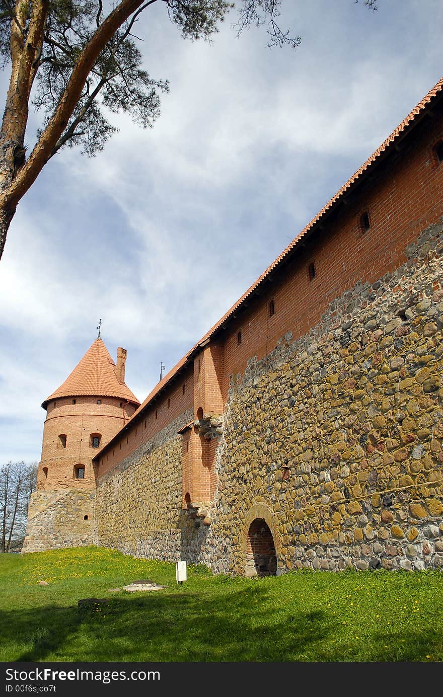 Old  castle on lake island