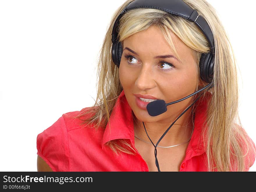 Customer support girl. Customer service.