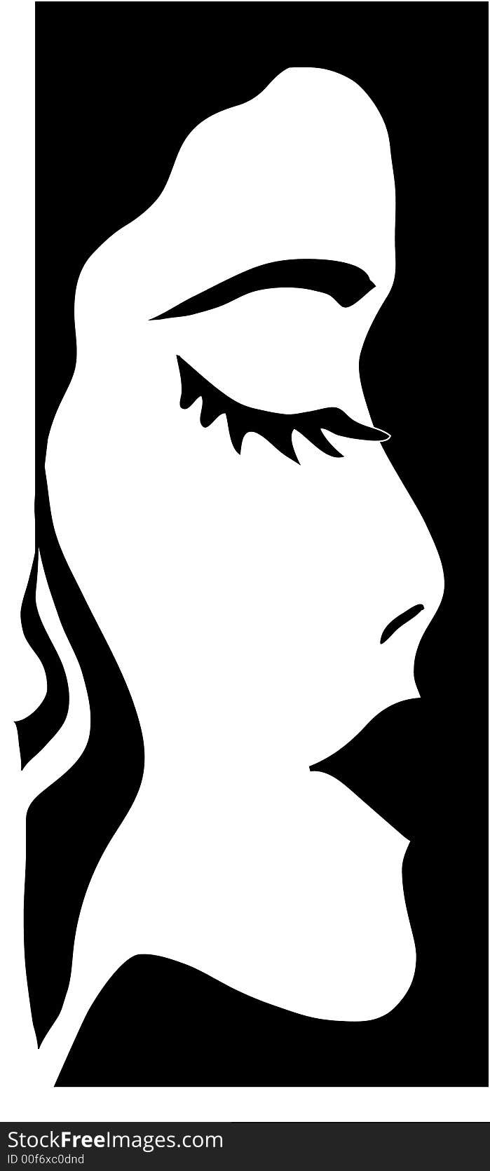 A profile of a woman. Black & white composition. A profile of a woman. Black & white composition.