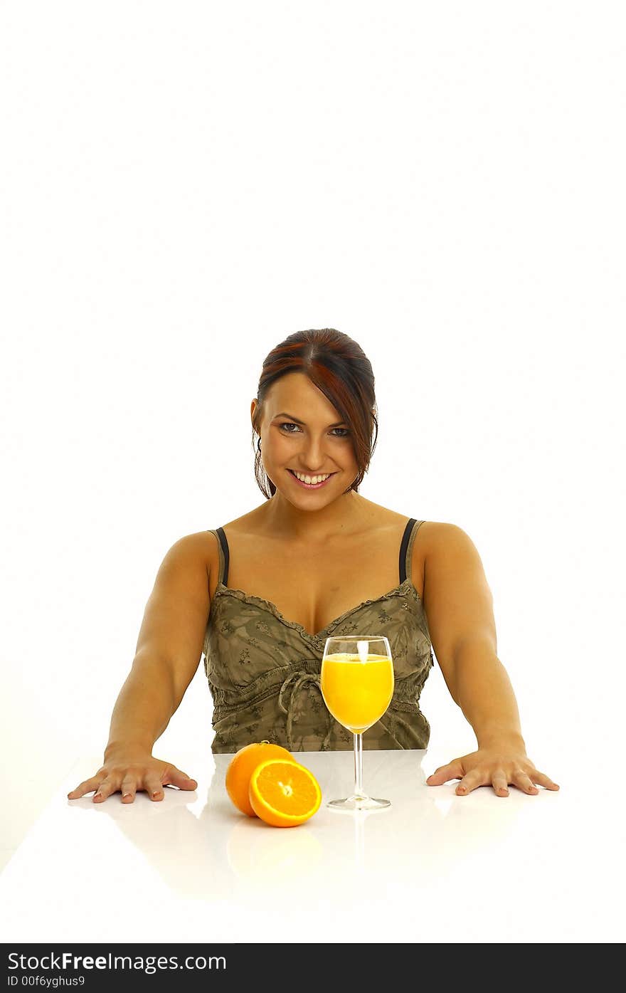 Beautiful young woman with orange