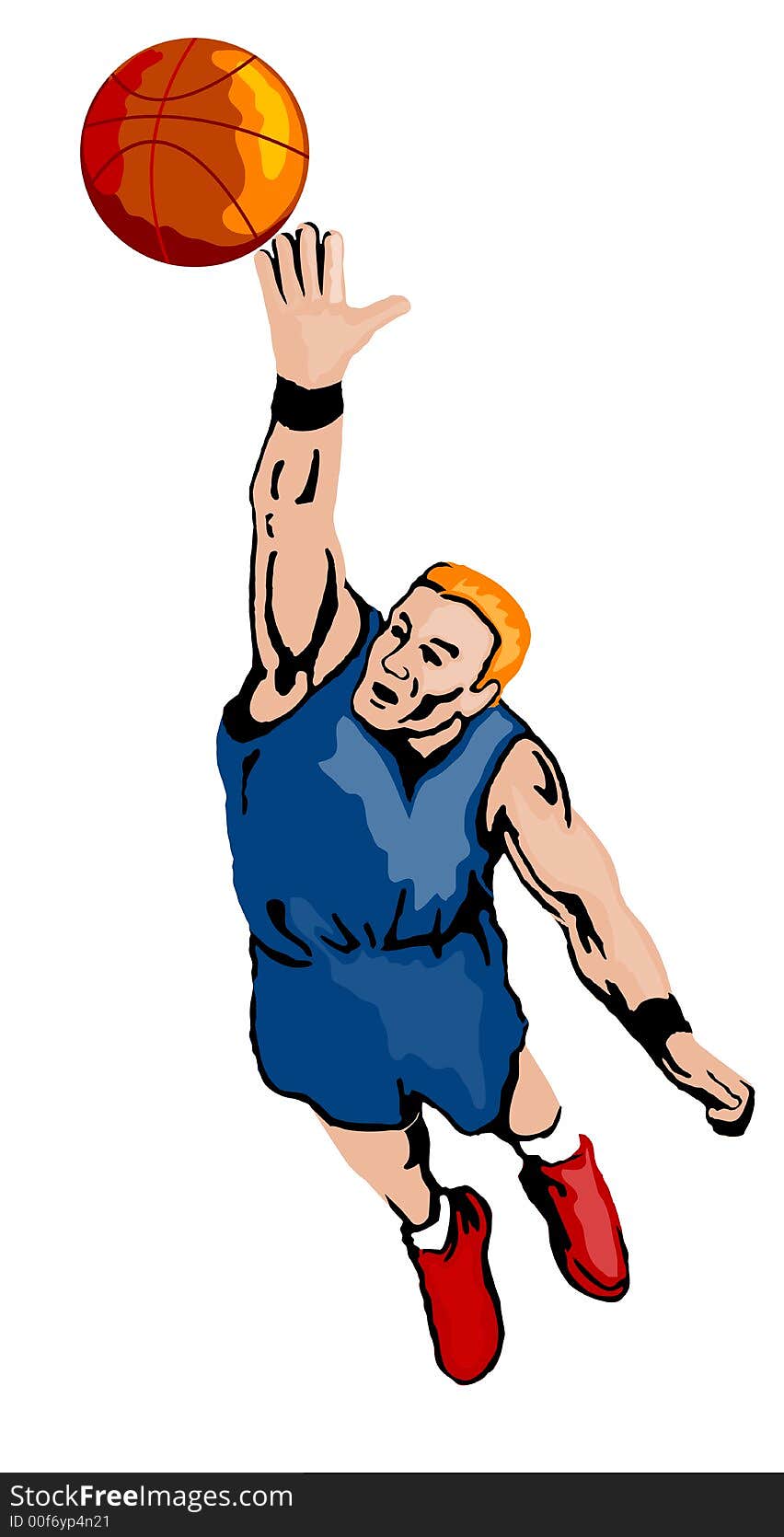 Illustration on a basketballer rebounding for the ball