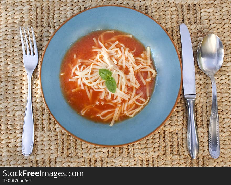 Closeup of Bowl of tomato Soup