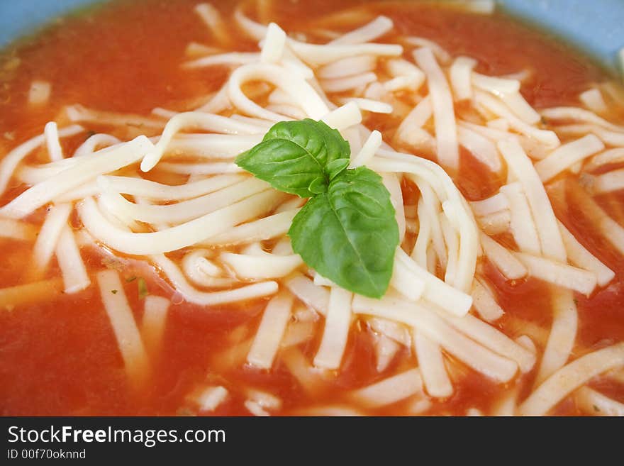 Closeup of Bowl of tomato Soup