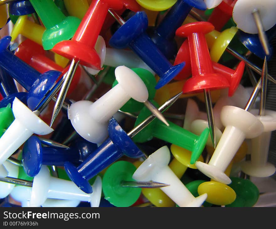 Assorted colored pins used for notes