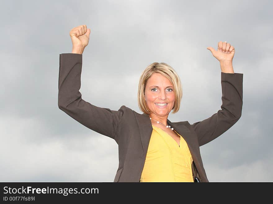 Beautiful yellow business Woman on Tour. Beautiful yellow business Woman on Tour