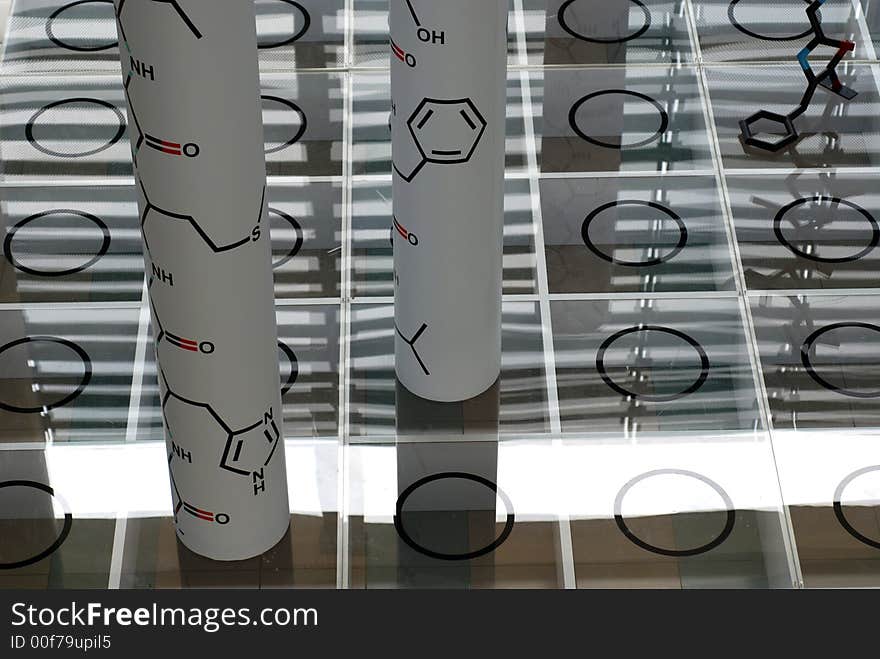 Chemical bonding symbols display at the school