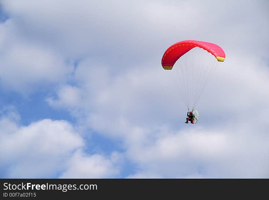 The paragliding in the summer ski.