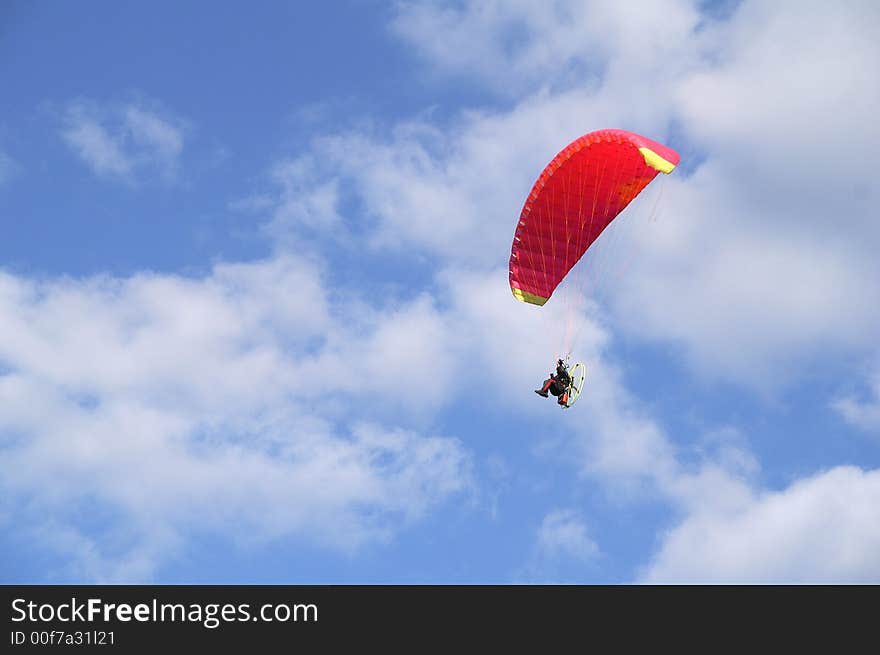 The paragliding in the summer ski.