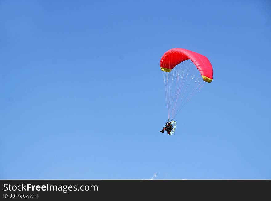 The paragliding in the summer ski.