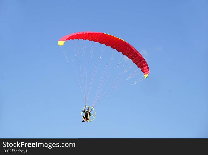 The paragliding in the summer ski.