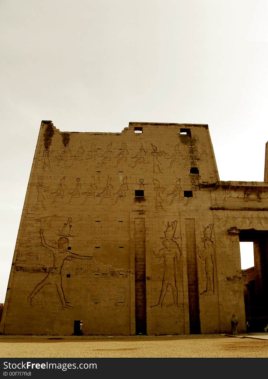 Gigantic carvings at temple of edfu, egypt