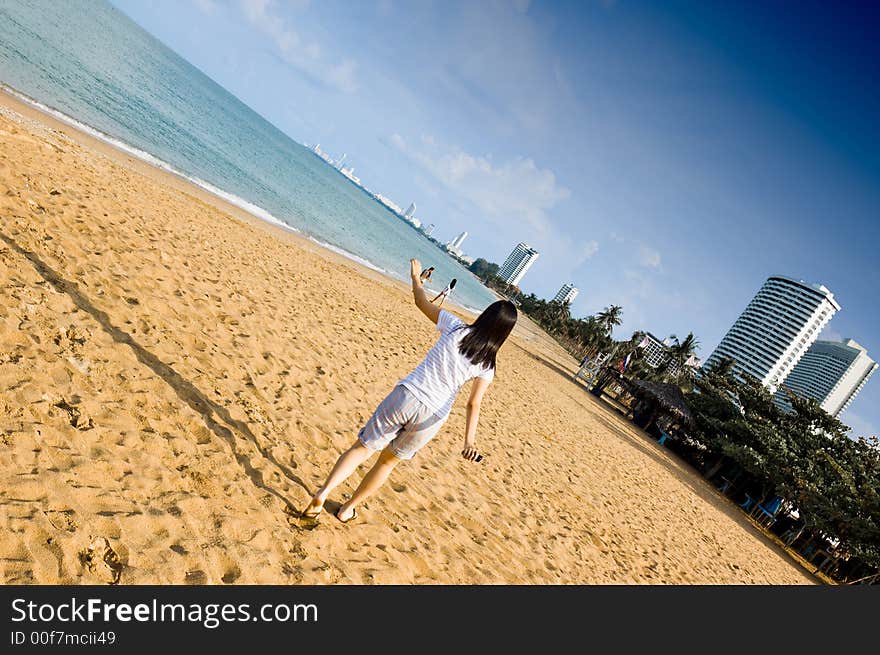 Girl is having on the Beach. Girl is having on the Beach.