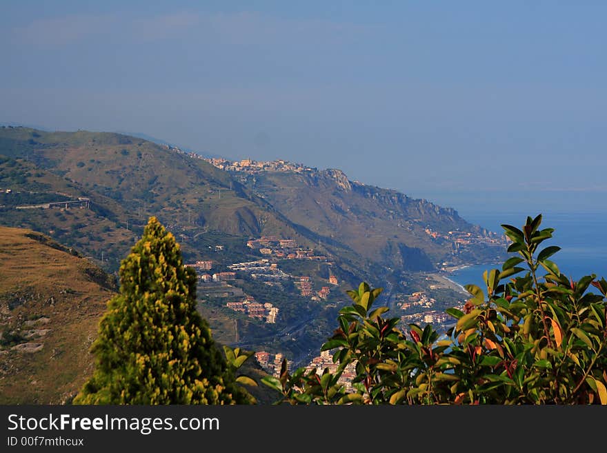 Vegetation and cliffs