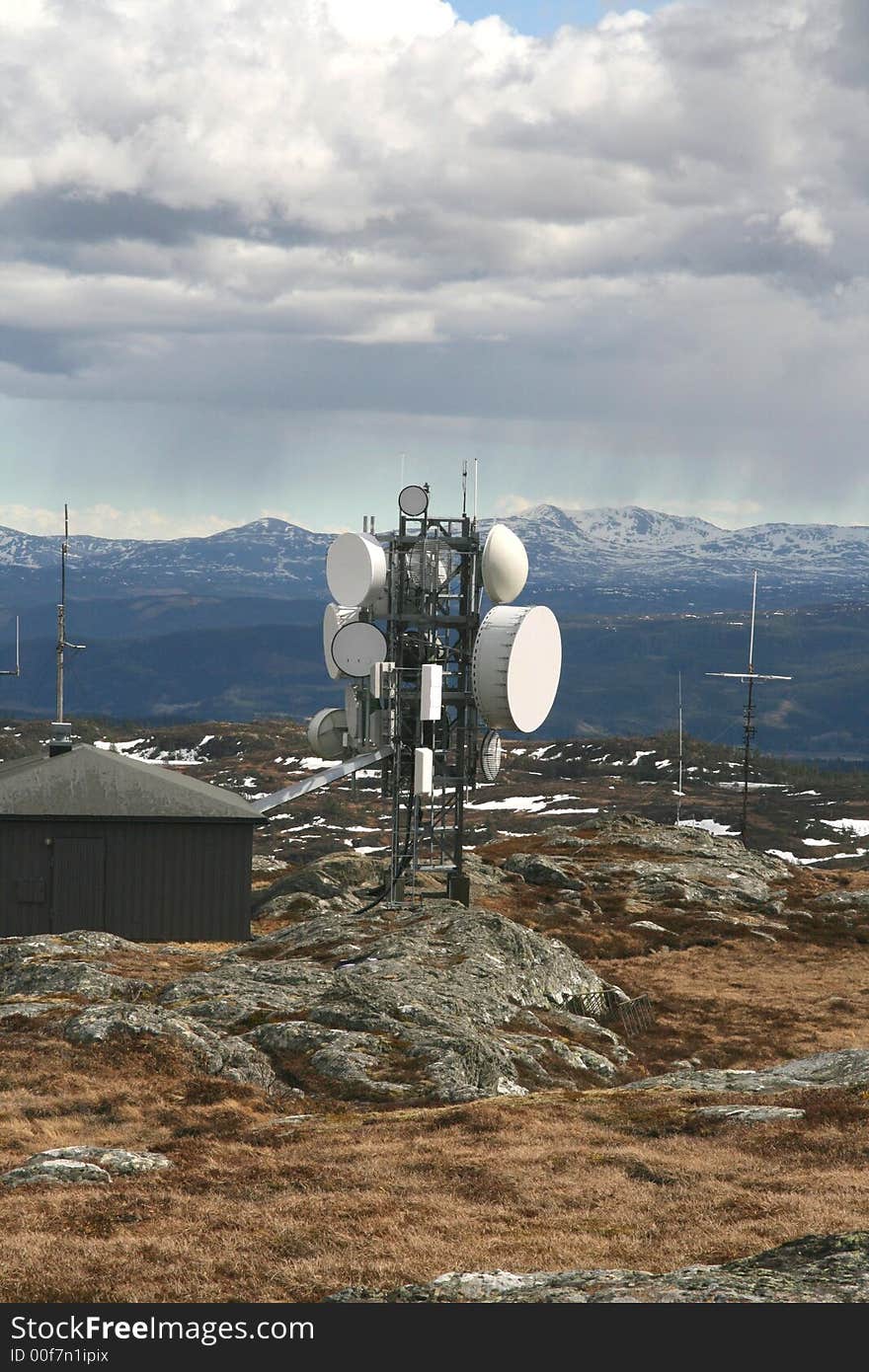 Communication antennas on a Norwegian mountain top. Communication antennas on a Norwegian mountain top