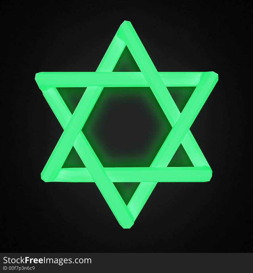 Luminous hexagram on black background. Luminous hexagram on black background