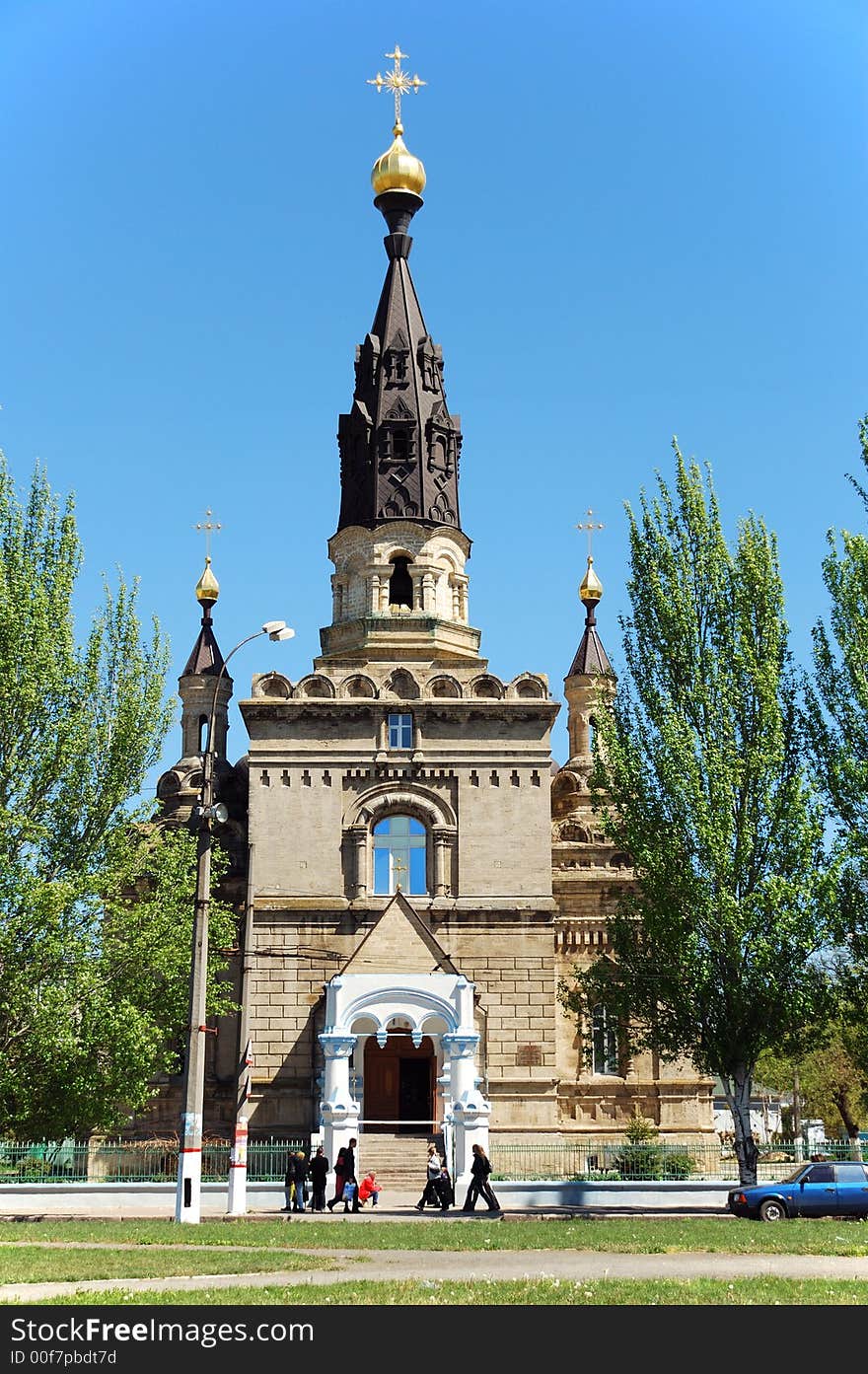 Church on blue sky background