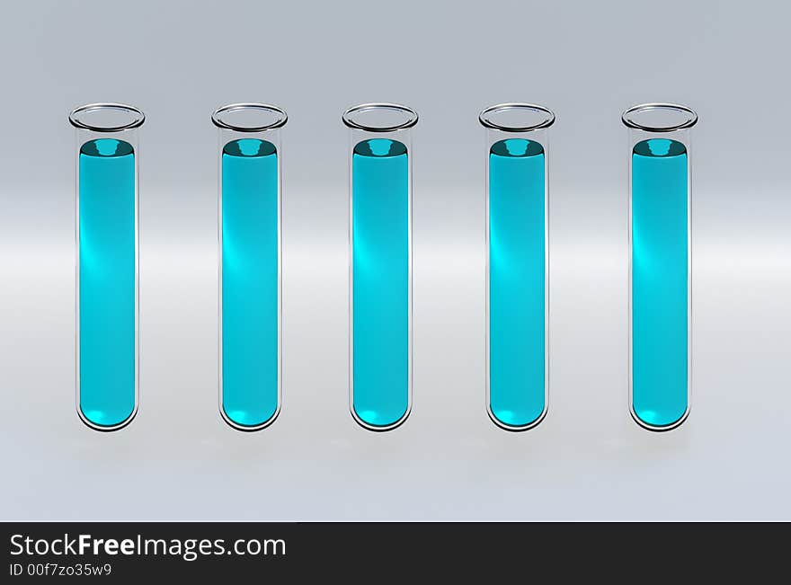 3D Render Test Tubes For Health Science