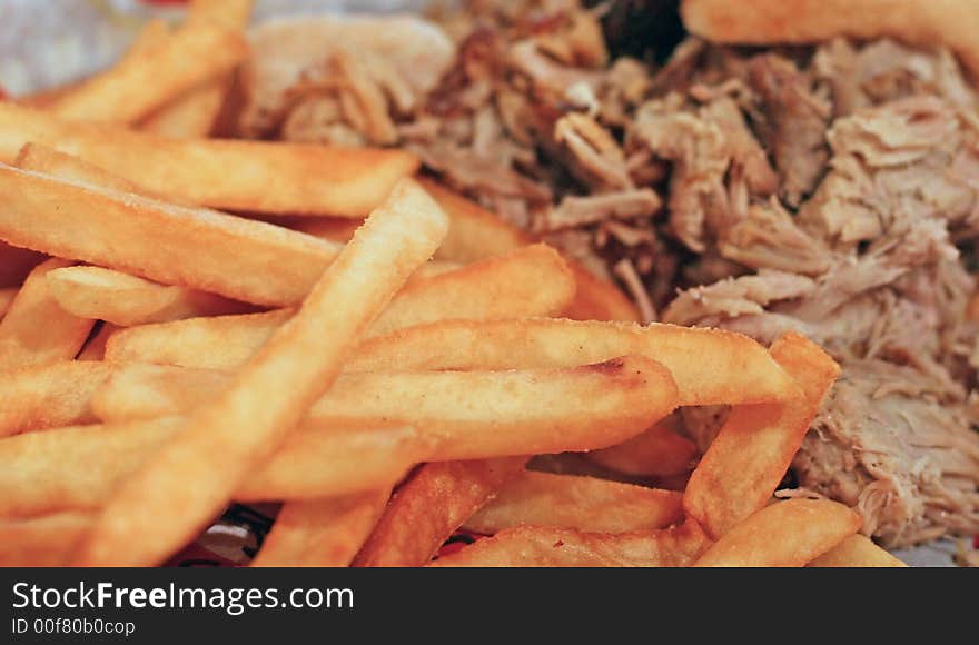 Barbecue Pork and French Fries