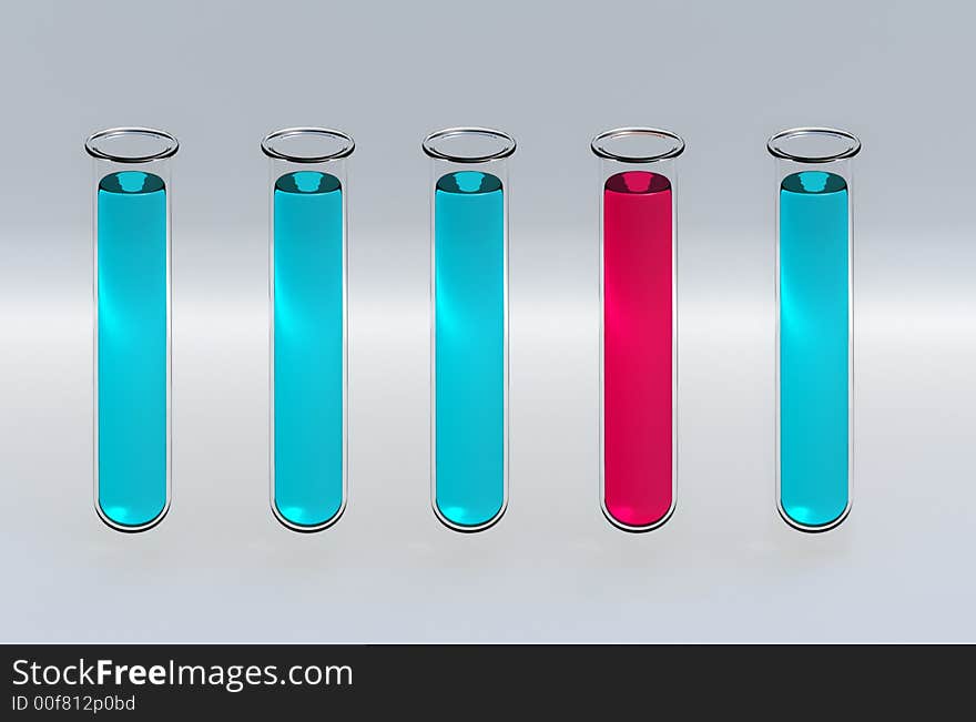 3D Render Test Tubes For Health Science