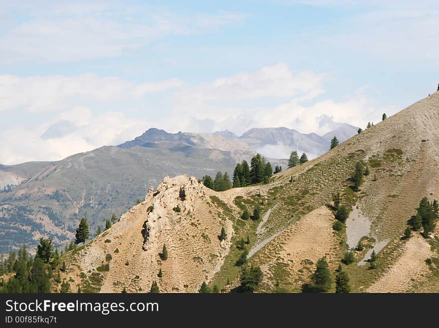 Some mountains seen in the Alps. Some mountains seen in the Alps