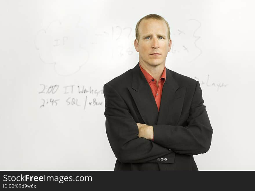 Businessman with writing board