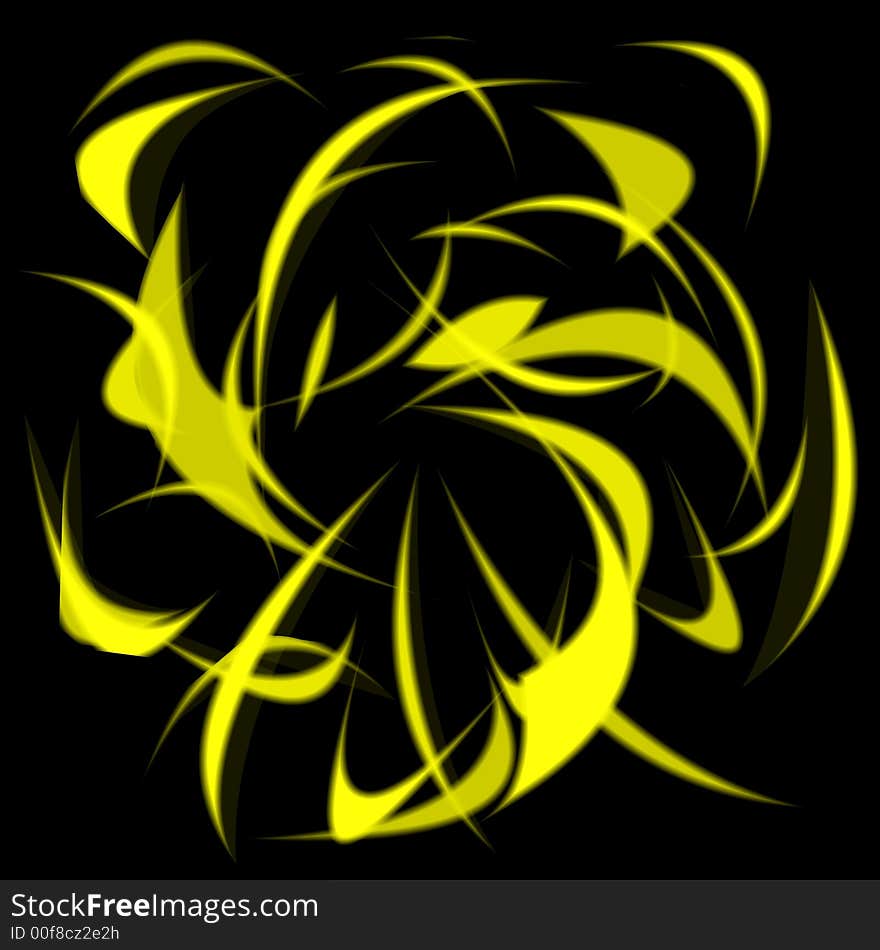 Yellow lemon vawe black background