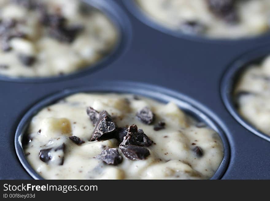 Delicious chocolate chips muffins ready for the oven