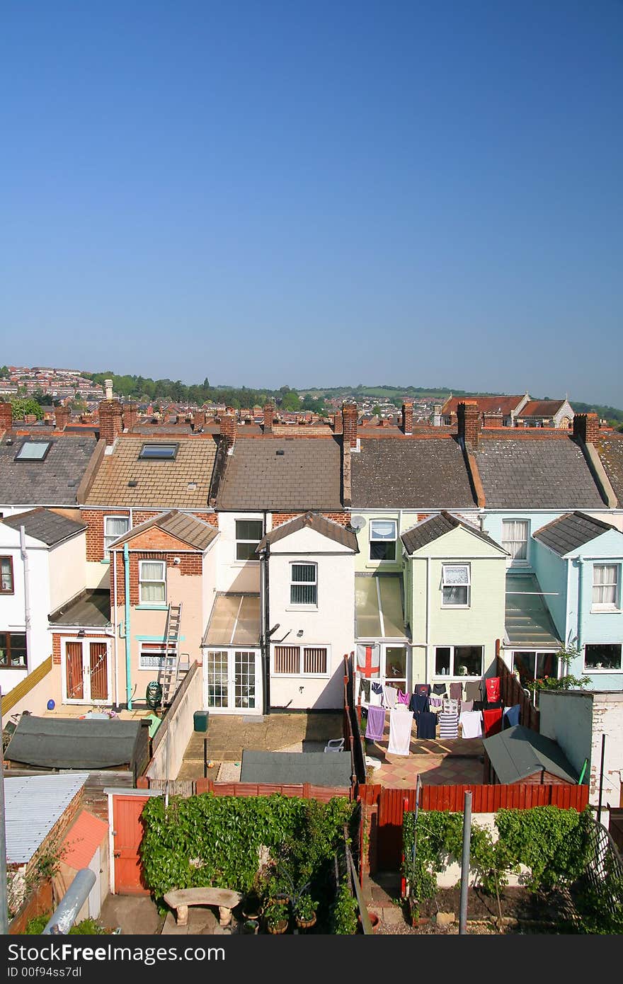 Rear cityscape view of victorian tenements. Rear cityscape view of victorian tenements