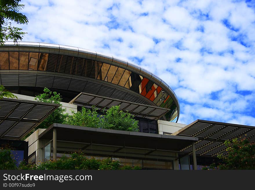 A round building structure in Singapore.