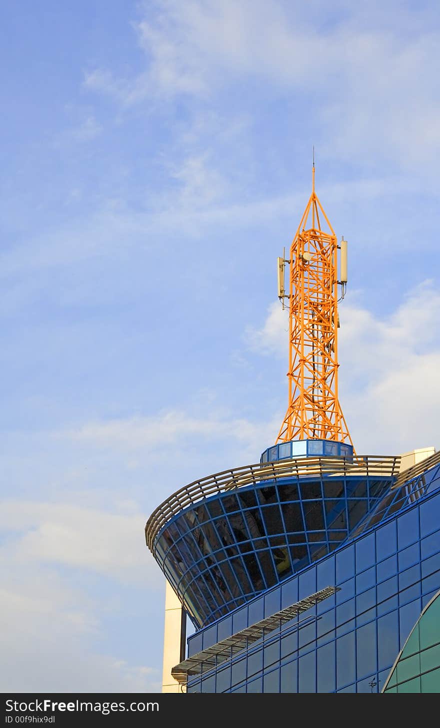 Modern architectural structure over a cloudy sky. Modern architectural structure over a cloudy sky.