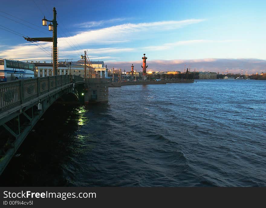 Fragment of the Palace bridge in  St.-Petersburg