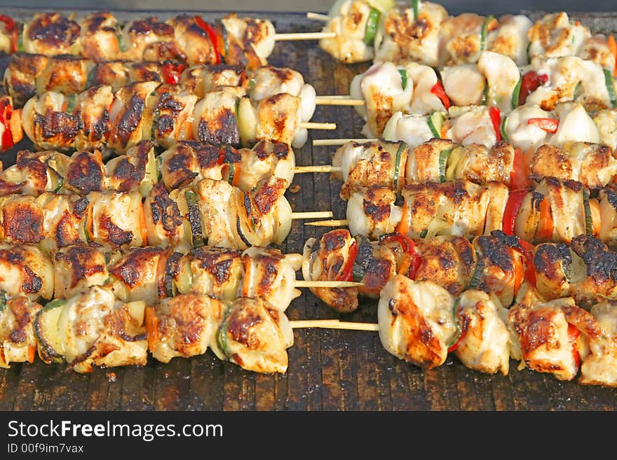 Close-up image of tasty skewer on a grill.