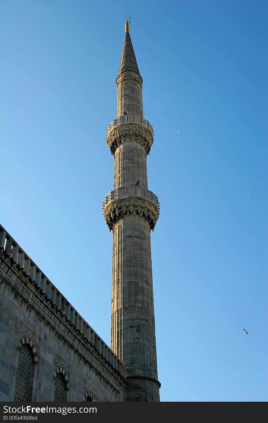 One of the Minaret of the Blue Mosque in Istanbul, Turkey. One of the Minaret of the Blue Mosque in Istanbul, Turkey