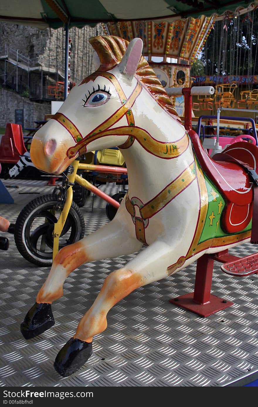 Traditional merry-go-round horse at funfare. Traditional merry-go-round horse at funfare