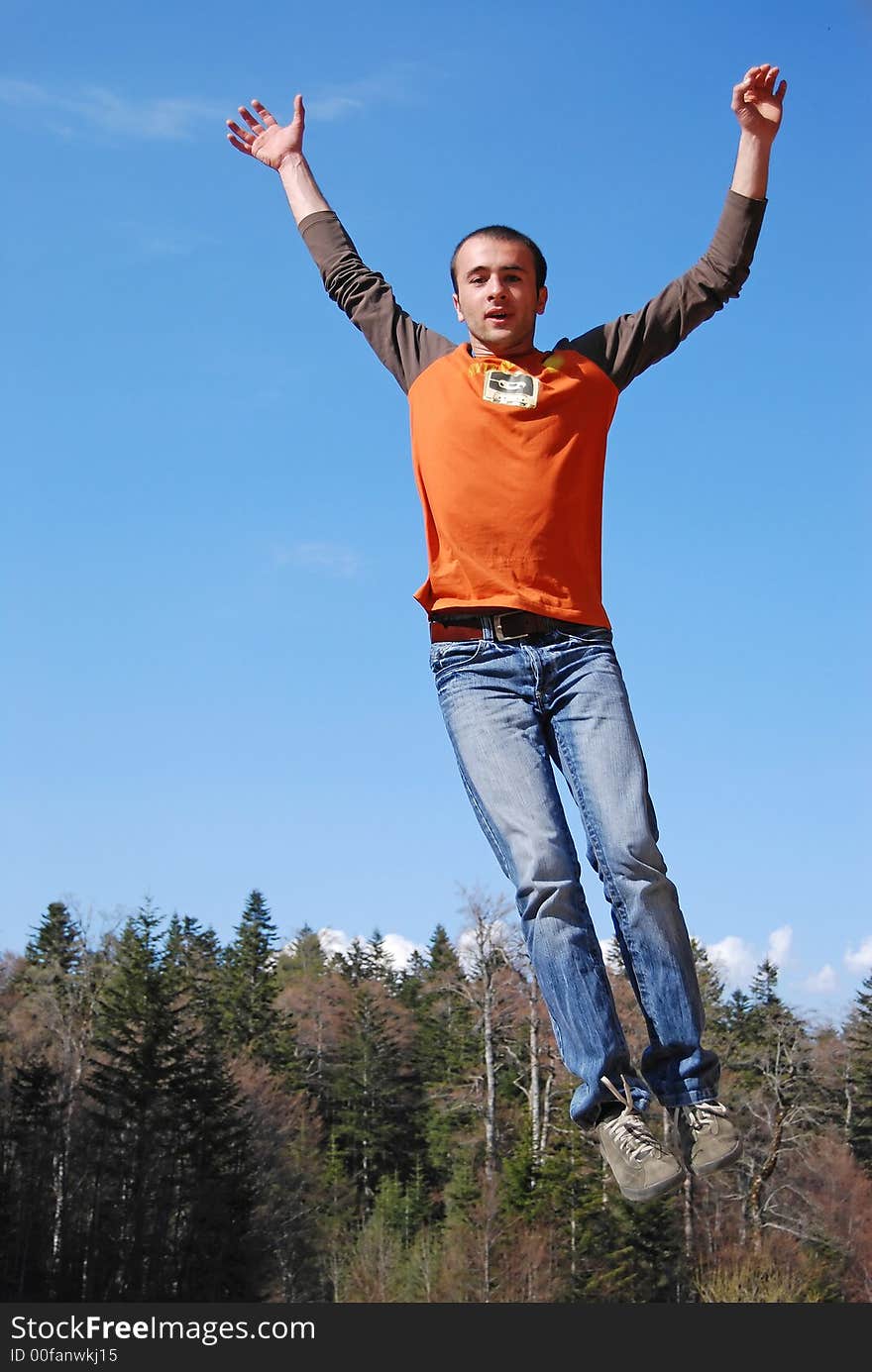 Great jump of young man. Great jump of young man