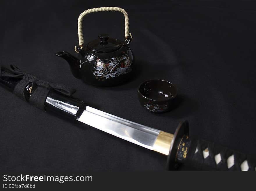 Japanese sword and cup