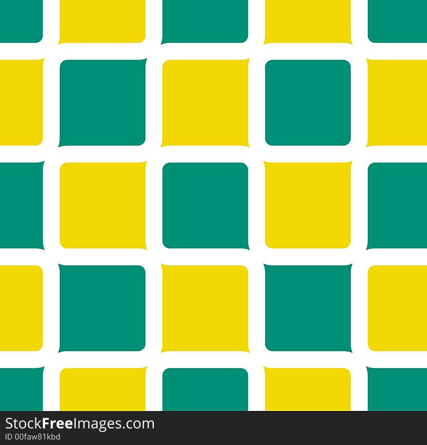 Retro abstract of rounded squares in teal blue and sunflower yellow. Retro abstract of rounded squares in teal blue and sunflower yellow