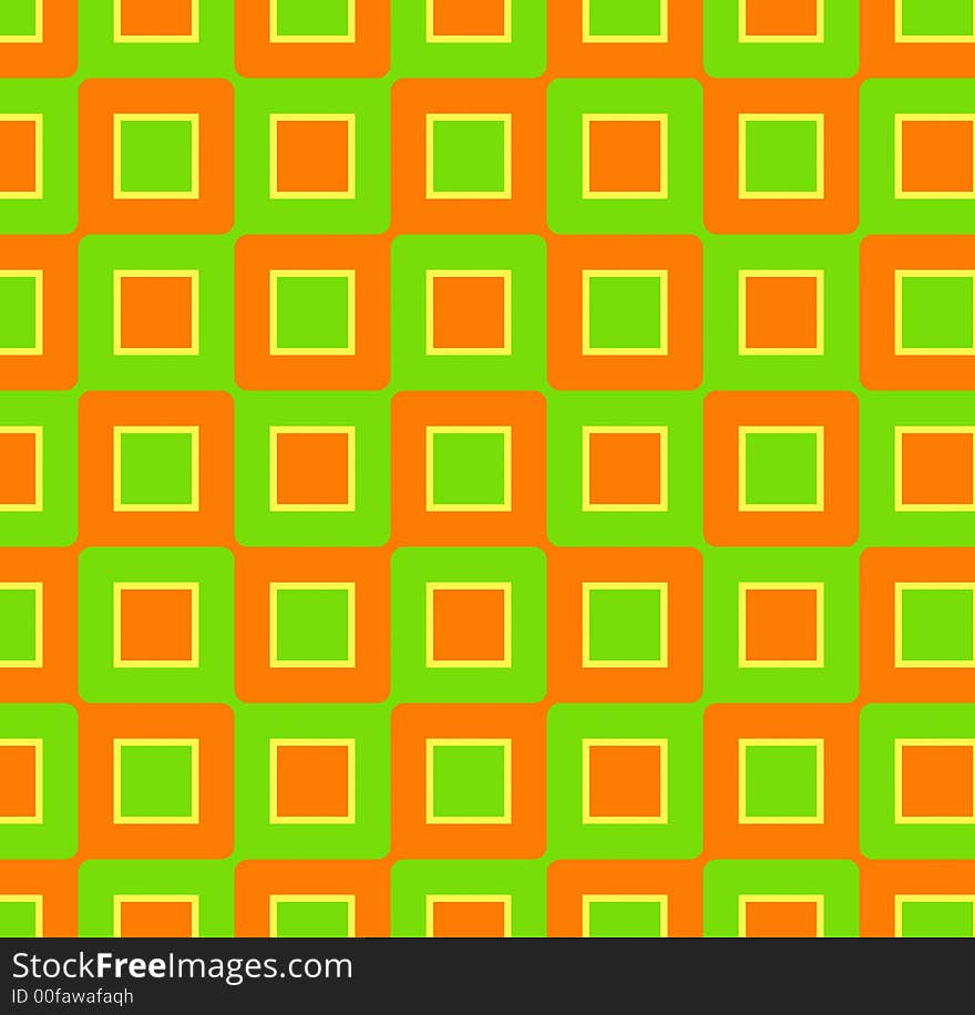 Retro abstract of rounded squares in orange, lime green and yellow. Retro abstract of rounded squares in orange, lime green and yellow