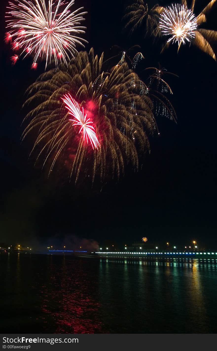 Bright multycolured celebration fireworks over black sky. Bright multycolured celebration fireworks over black sky